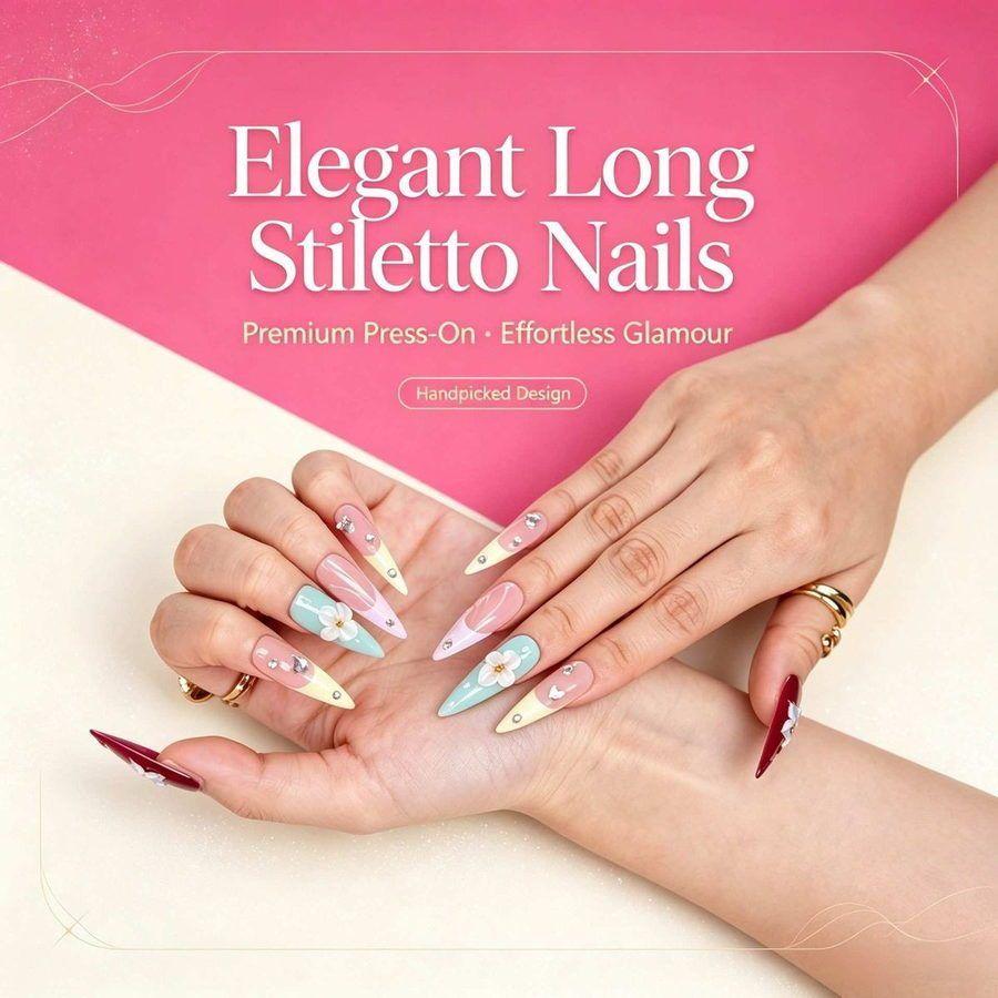 Premium Handmade Blossom Press-On Nails Luxury Reusable False Nails