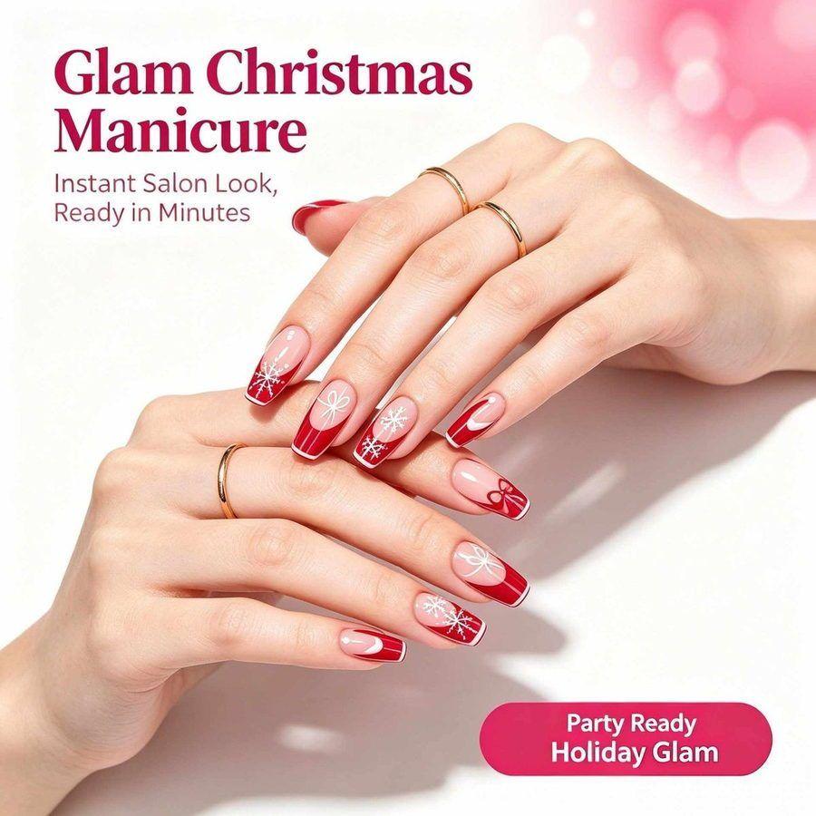 Christmas Press-On Nails | Handmade Reusable Salon False Nails Manufacturer